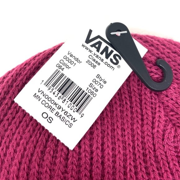 VANS Core Basics Beanie Raspberry Radiance Knit Unisex Cuffed Cap VN000K9Y6ZW - Picture 4 of 5